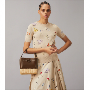 Tory Burch官网 McGraw编织拼皮水桶包4.5折热卖