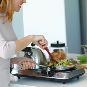 Ovente 双红外线电燃陶瓷玻璃热板炉灶 7.75 & 6.75 英寸