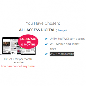 The Wall Street Journal Sale: $8 per month