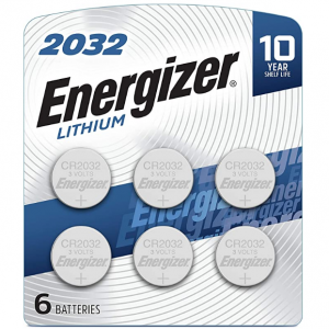 Energizer CR2032 Batteries, 3V Lithium Coin Cell 2032 Watch Battery,White (6 Count) @ Amazon