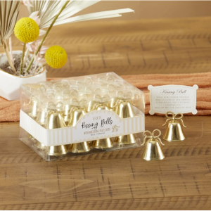 Gold Kissing Bells Place Card/Photo Holder (Set of 24)