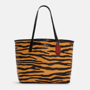 Extra 15% Off Coach City Tote With Tiger Print @ Coach Outlet