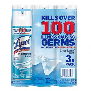 Lysol Disinfectant Spray, Crisp Linen Scent (19 oz., 3 ct.) @ Sam's Club