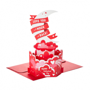 Hallmark Paper Wonder 3D Pop-Up Valentine's Day Love You to the Moon and Back Card S13 1.0ea