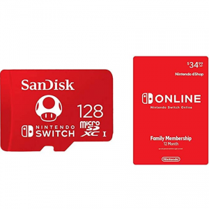 Amazon - 一年份 Nintendo Switch Online 家庭製會員，現價$55.48， 再送128GB儲存卡