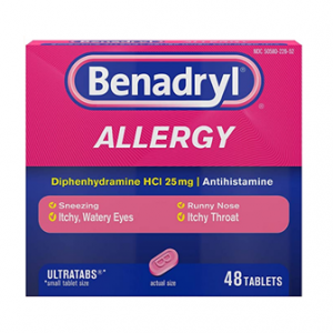 Benadryl Ultratabs Antihistamine Allergy Medicine, Diphenhydramine HCl Tablets, 48 ct @ Amazon