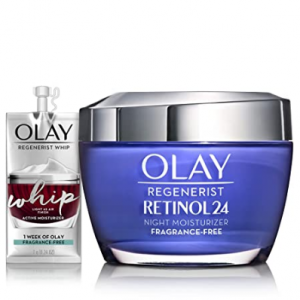Olay Regenerist Retinol 24 Night Face Cream 1.7 Oz + Whip Face Moisturizer Travel Size Set @Amazon