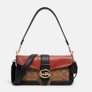 Extra 15% Off Coach Georgie Shoulder Bag In Colorblock Signature Canvas With Rivets