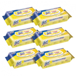 Lysol Disinfecting Wipes, Lemon & Lime Blossom, 80 Wipes per Pack, 6 Pk/CT @ Quill