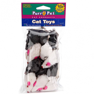 Penn Plax Play Fur Mice Cat Toys – Mixed Bag of 12 Play Mice with Rattling Sounds @ Amazon