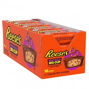 REESE'S BIG CUPS with Pretzels Milk Chocolate Peanut Butter Cups Candy, 1.3 oz (16 Count) @ Amazon