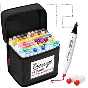 Bianyo Classic Series Alcohol-Based Dual Tip Art Markers (Set of 72,Travel Case) @ Amazon