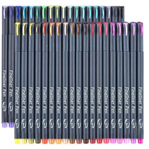 Smart Color Art 38支极细彩色勾线笔+2张镂空图案版 @ Amazon