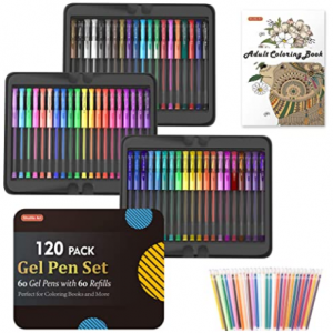 Gel Pens, Shuttle Art 120 Pack Gel Pen Set Packed in Metal Case, 60 Unique Colors with 60 Refills
