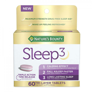 Nature's Bounty Melatonin, Sleep3 Maximum Strength, 10mg, 60 Tri-Layered Tablets @ Amazon