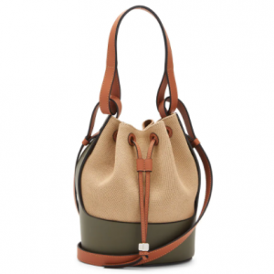 Loewe Small Balloon Leather-Trimmed Canvas Bucket Bag Sale @ Saks Fifth Avenue
