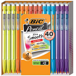 BIC Mechanical Pencil Xtra Smooth Bright Edition, Black, 0.7mm, 40-Count, MPCE40-BLK @ Amazon