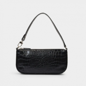 BY FAR Rachel Bag in Black Croco Embossed Leather Sale @ MONNIER Frères
