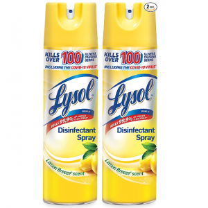 Lysol Disinfectant Spray, Sanitizing & Antibacterial Spray, Lemon Breeze, 2 Count @ Amazon