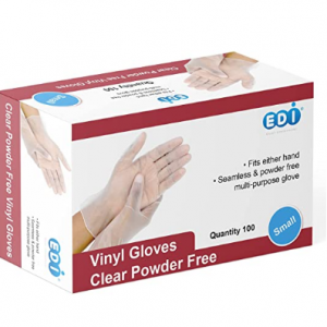 EDI Disposable Vinyl Gloves (Clear) - Powder-Free, Latex-Free @ Amazon
