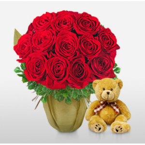 Red Hot Cuddles 玫瑰花+玩偶