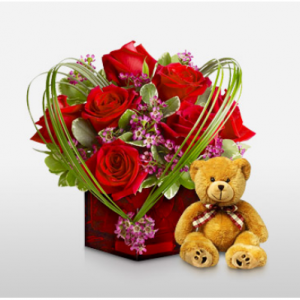 Ruby Cube Free Teddy 花束+泰迪熊