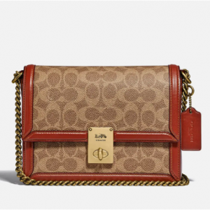 Coach 女士涂层帆布Hutton单肩包-棕褐色