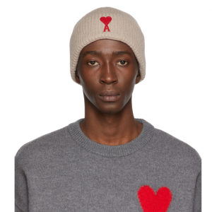 AMI ALEXANDRE MATTIUSSI Taupe Ami De Cœur Beanie