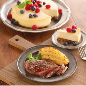 无骨肋眼牛排x2+烤土豆x4+芝士蛋糕+胡椒粉