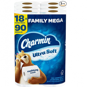 Charmin 超柔軟衛生紙18超大家庭卷，相當於90普通卷 @ Amazon