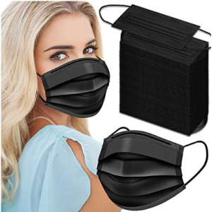 Egook 3层一次性防护口罩 黑色 100只装 @ Amazon
