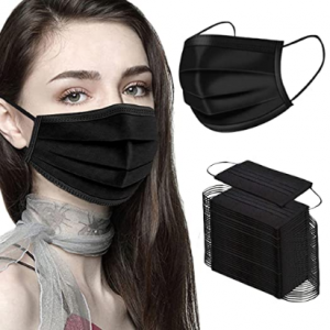 NNPCBT 3 Ply Black Disposable Face Masks 50PCS @ Amazon