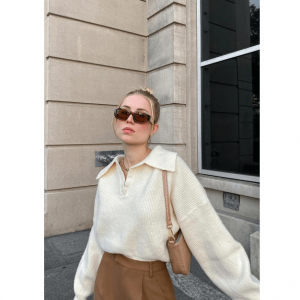 J.ING Henrietta Ivory Collared Sweater