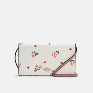 Extra 15% Off Coach Outlet Anna Foldover Clutch Crossbody With Heart Petal Print