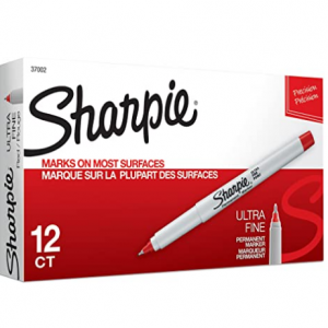 Sharpie 永久性记号笔12 支 超细笔尖 红色 @ Amazon