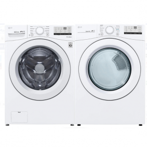 LG LGWADREW03 Side-by-Side Washer & Dryer Set with Front Load Washer and Electric Dryer in White
