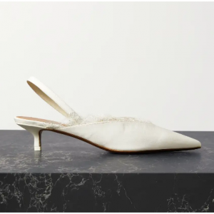 Neous Irena Lace-trimmed Crepe De Chine Slingback Pumps