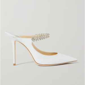 Jimmy Choo Bing 100 Crystal-embellished Glittered Canvas Mules
