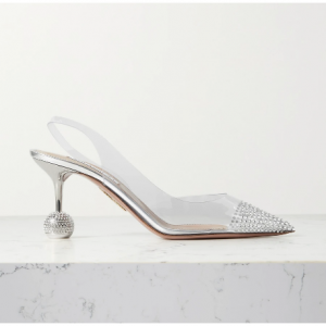 Aquazzura Nights 75 Crystal-embellished Pvc Slingback Pumps
