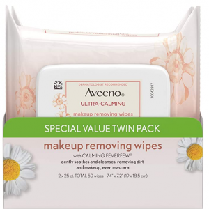 Aveeno 超舒缓洁面无油卸妆湿巾,适合敏感肌肤