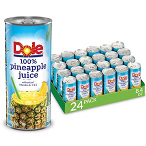 Dole 100% Pineapple Juice with Added Vitamin C, 8.4 Fl Oz Cans, 24 Total Cans @ Amazon