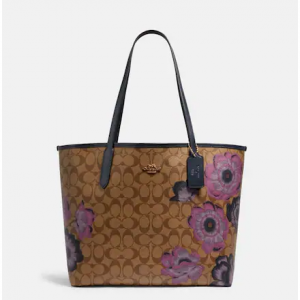 50% Off City Tote In Signature Canvas With Kaffe Fassett Print @ Coach Outlet