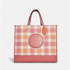 50% Off Dempsey Tote 40 With Garden Plaid Print And Coach Patch @ Coach Outlet