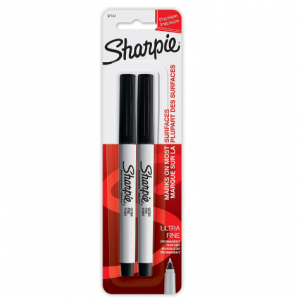 Sharpie 37161PP Permanent Markers, Ultra Fine Point, Black, 2 Count @ Amazon