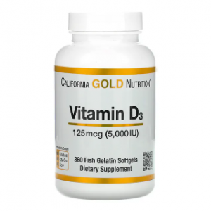 California Gold Nutrition, 维生素 D3，125 微克（5,000 国际单位），360 粒鱼明胶软凝胶