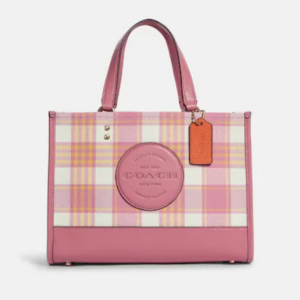 Coach Outlet官網 Coach Dempsey Carryall 新款橫版格子托特包4折熱賣