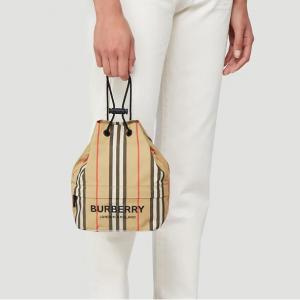 Burberry Phoebe Heritage 条纹抽绳手提包
