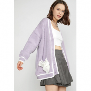 J.ING Mendel Plum Contrast 开衫