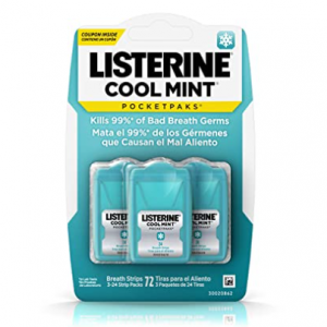 Listerine Cool Mint Pocketpaks Breath Strips Kills Bad Breath Germs, 24-Strip , 3 Pack @ Amazon