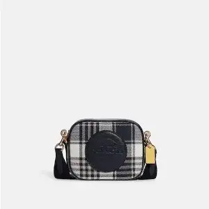 Coach Mini Dempsey Camera Bag With Garden Plaid Print And Coach Patch Sale @ COACH Outlet 